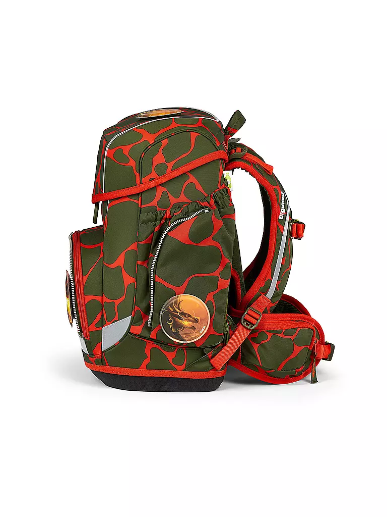 ERGOBAG | Schultaschen Set 5tlg CUBO Lumi FeuerspeiBär | dunkelgrün