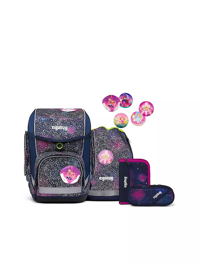 ERGOBAG | Schultaschen Set 5tlg CUBO Reflex Glow - Bärlaxy | lila