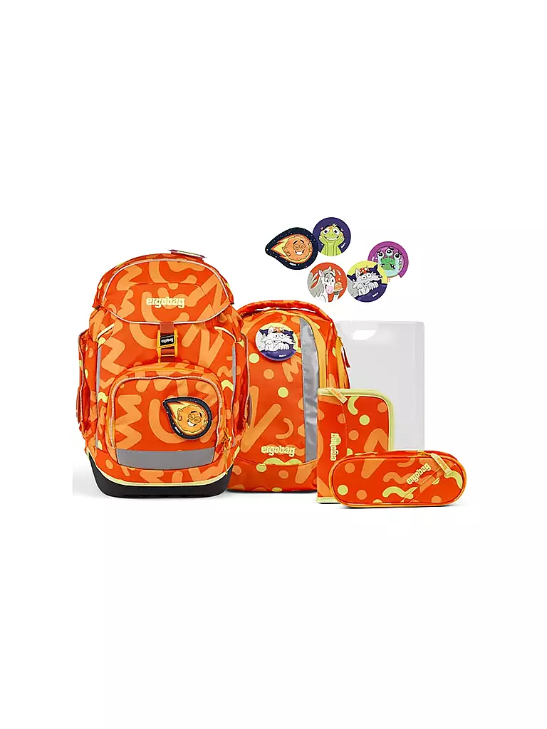 ERGOBAG | Schultaschen Set 5tlg Pack Blaulicht Bär | orange