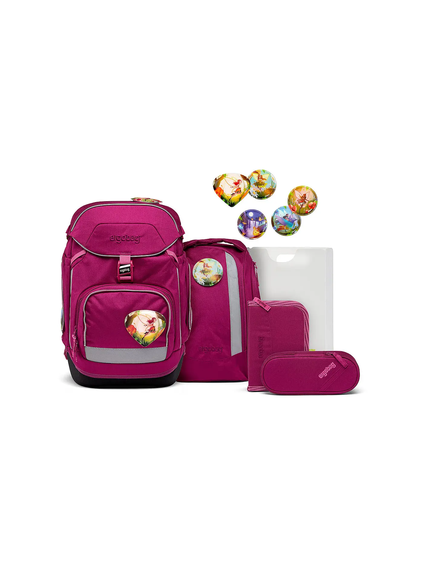ERGOBAG | Schultaschen Set 6tlg PACK Eco Hero - WaldBärwohner | beere