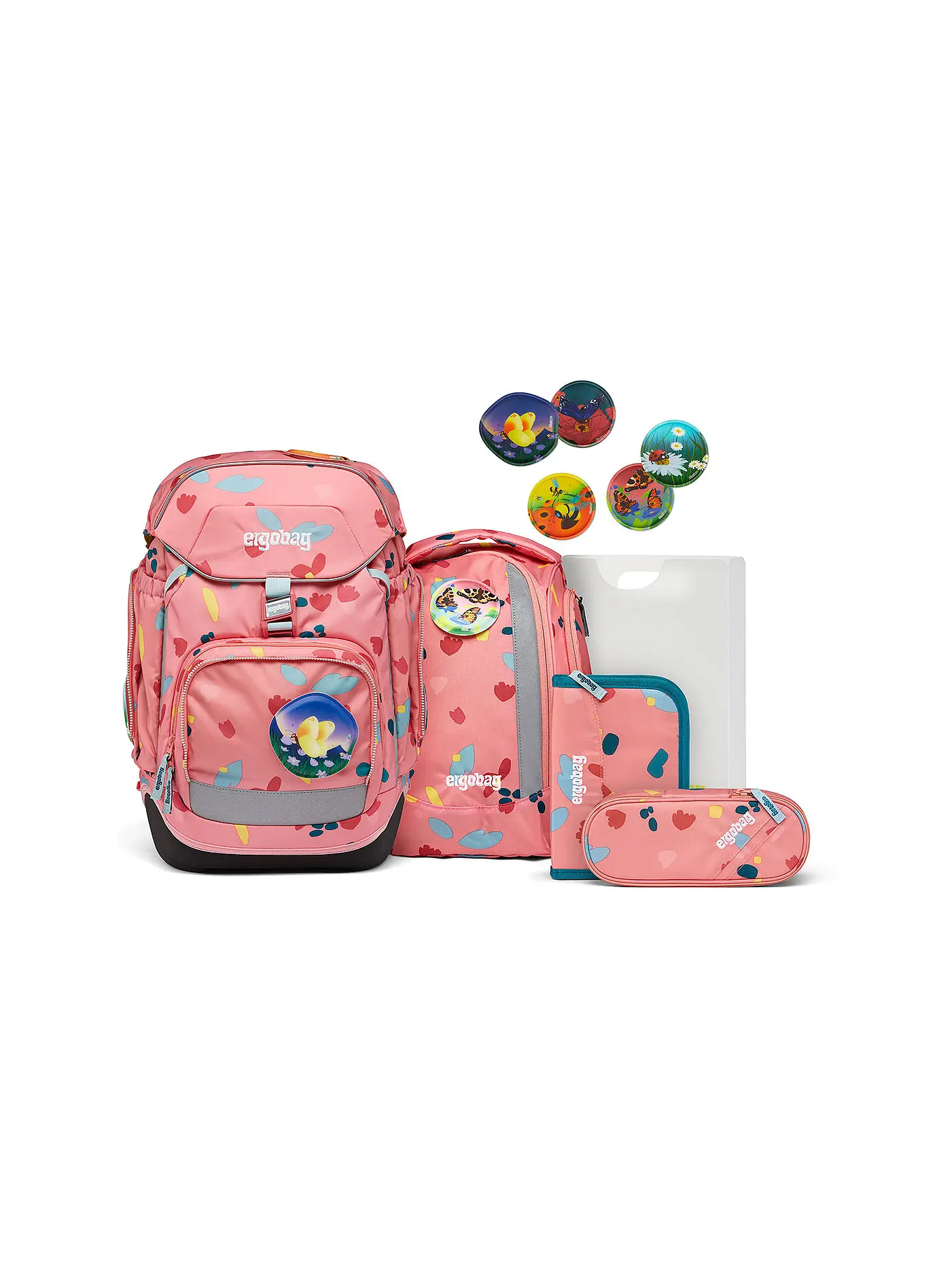 ERGOBAG | Schultaschen Set 6tlg PACK - BärRex | koralle