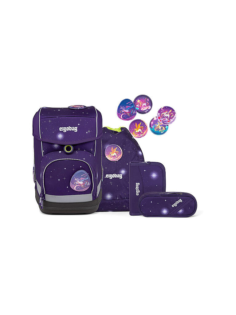 ERGOBAG | Schultaschen-Set 5tlg Cubo Bärgasus Glow Edition | lila