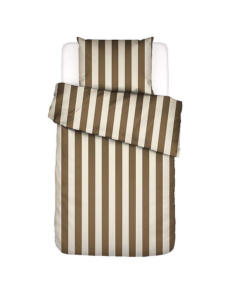 ESSENZA Satin Bettwäsche MINTE STRIPE 70x90cm/140x200cm Slate Brown /Vanilla senf