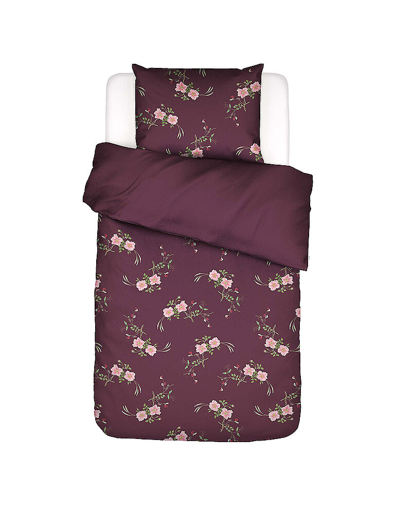 ESSENZA Satin Bettwäsche MAREN 70x90cm/140x200cm Mauve Wne dunkelrot