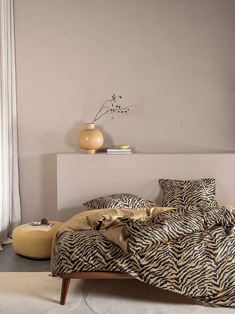 ESSENZA Parure de lit en satin BELINE 70x90cm/140x200cm Sable Doré marron clair