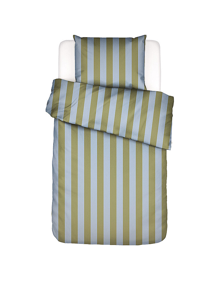 ESSENZA Satin Bettwäsche MINTE STRIPE 70x90/140x200cm Cedar Green/Ice Blue hellgrün