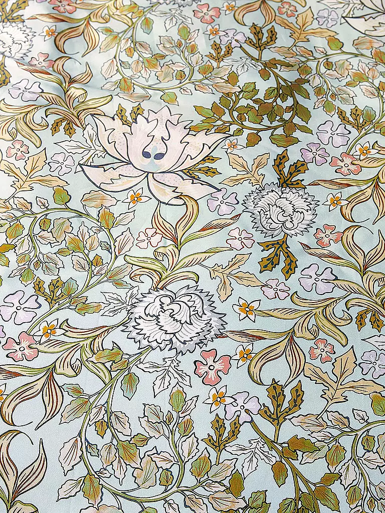 ESSENZA | Satin Bettwäsche 70x90cm / 140x200cm Ophelia Hazy Blue | camel