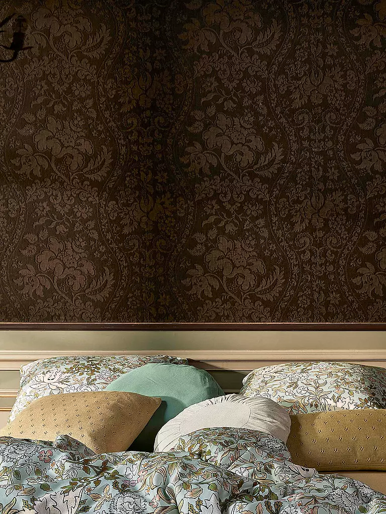 ESSENZA | Satin Bettwäsche 70x90cm / 140x200cm Ophelia Hazy Blue | camel