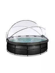 EXIT TOYS | Black Leather Pool 488x122cm mit Abdeckung und Sandfilter- und Wärmepumpe - schwarz | Keine Farbe