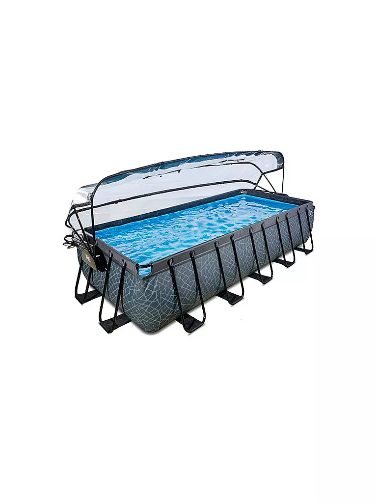 EXIT TOYS | Stone Pool 540x250x100cm mit Abdeckung und Sandfilterpumpe - grau | keine Farbe