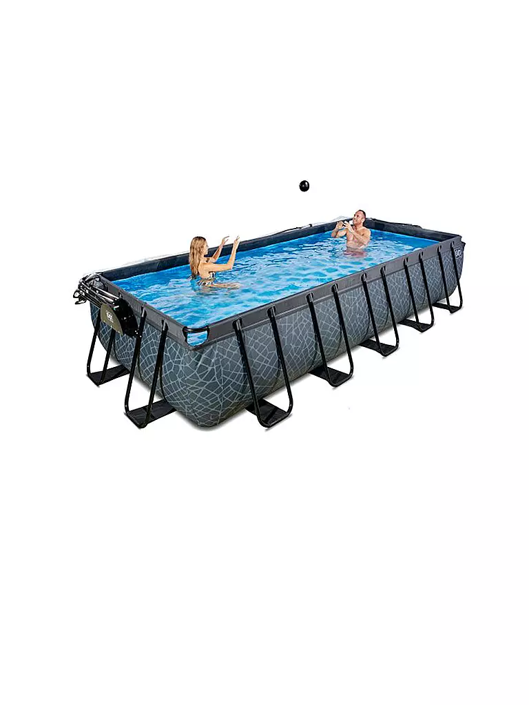 EXIT TOYS | Stone Pool 540x250x100cm mit Abdeckung und Sandfilterpumpe - grau | keine Farbe