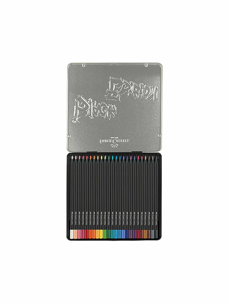 Faber-Castell Boîte en métal de 24 crayons de couleur Black Edition 3