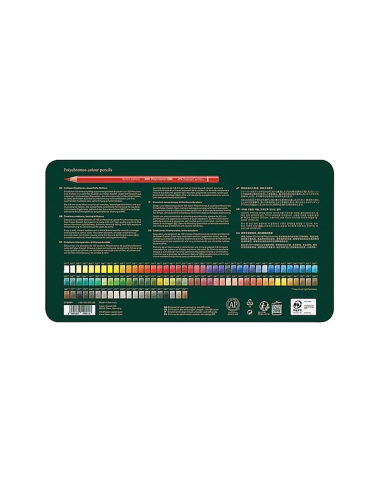 FABER-CASTELL Pastelli colorati 102 pz. Polychromos in astuccio di metallo verde scuro