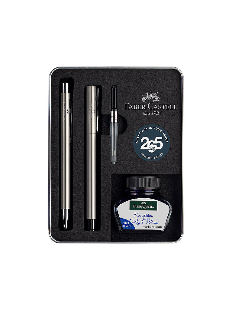 FABER-CASTELL Set Füllhalter Medium und Kugelschreiber Neo Slim Silber glänzend  silber