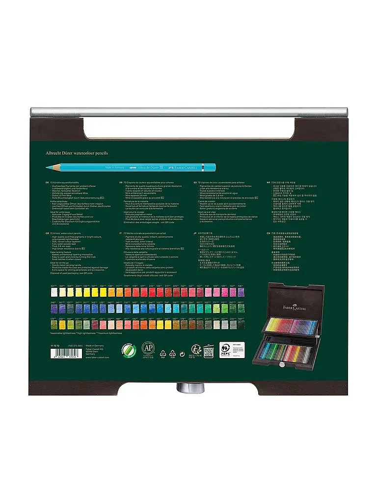 FABER-CASTELL | Albrecht Dürer Aquarellstift 72er Holzkoffer | Braun
