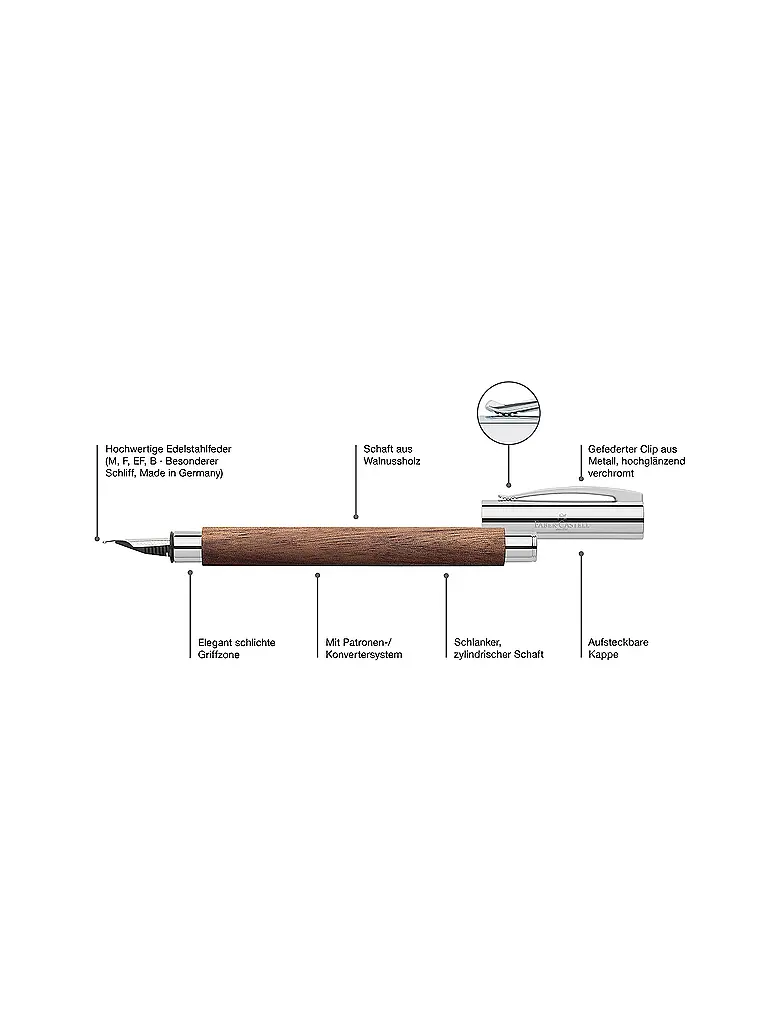 FABER-CASTELL | Ambition Nussbaum Füller Federbreite F, Braun | Braun