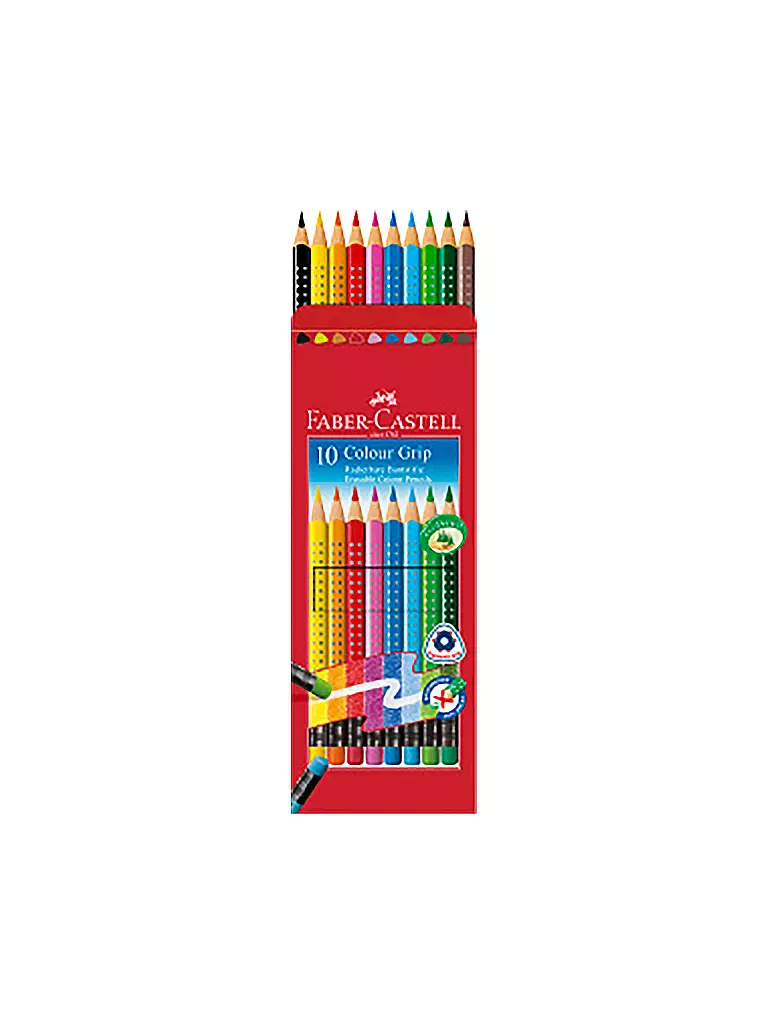 FABER-CASTELL | Colour Grip Radierbare Buntstifte, 10er Kartonetui | keine Farbe