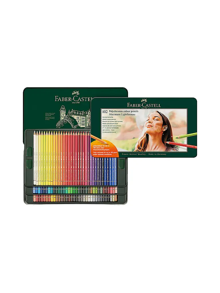 FABER-CASTELL | Farbstifte 102tlg. Polychromos Metalletui | Dunkelgrün