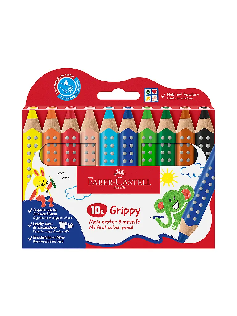 FABER-CASTELL | Grippy Buntstift 10er Set | Bunt