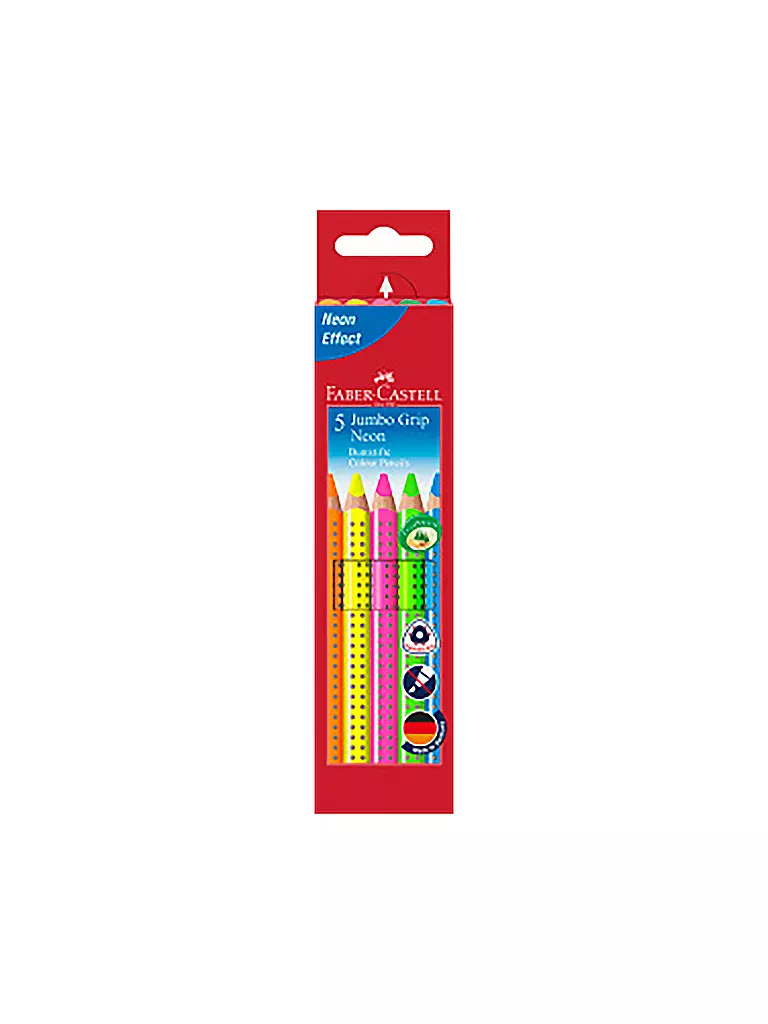 FABER-CASTELL | Jumbo Grip Neon Buntstift 5er Kartonetui | keine Farbe