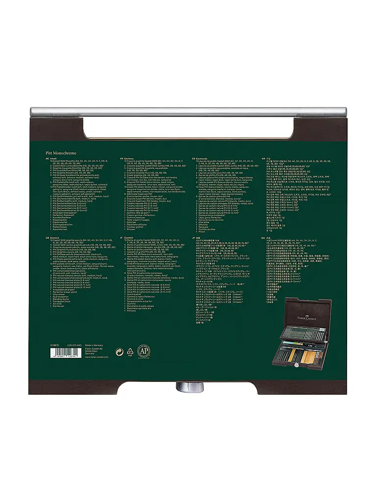 FABER-CASTELL | Pitt Monochrome Holzkoffer 86-teilig | Braun