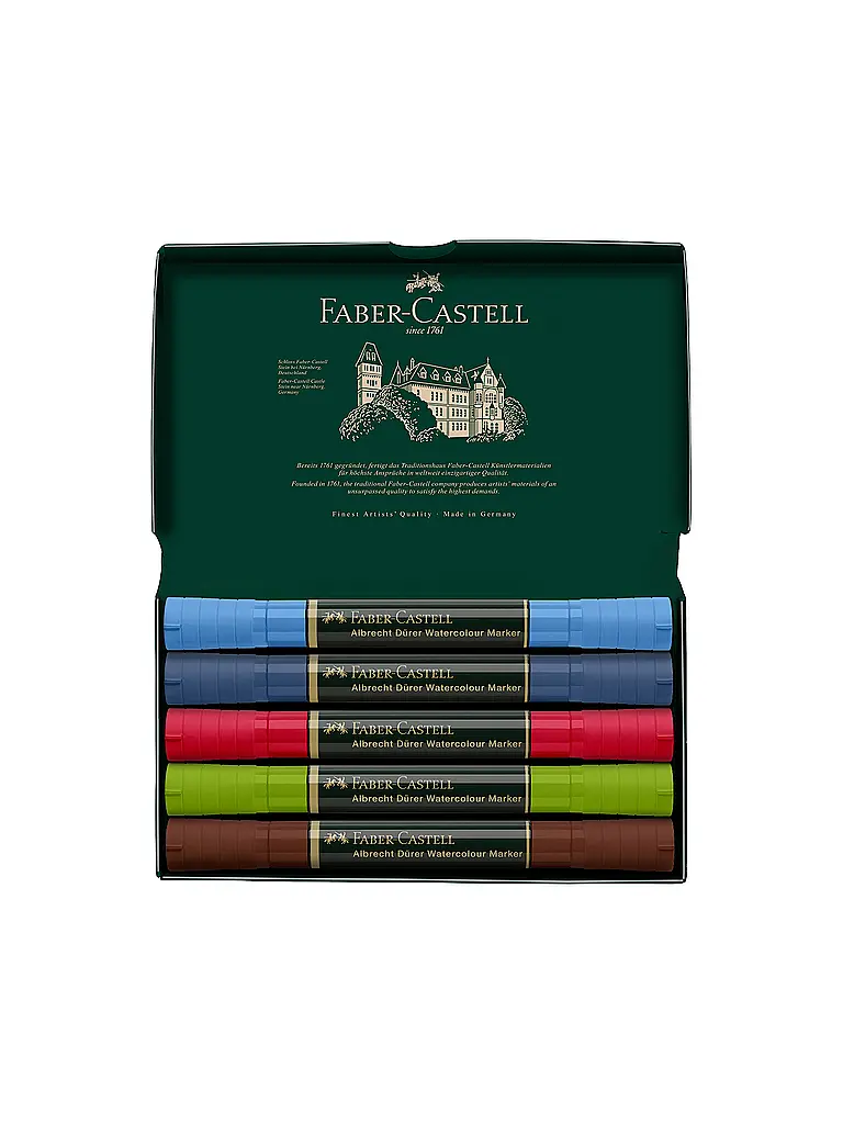FABER-CASTELL | Watercolour Marker Albrecht Dürer 5er Etui Urban Sketching | Dunkelgrün