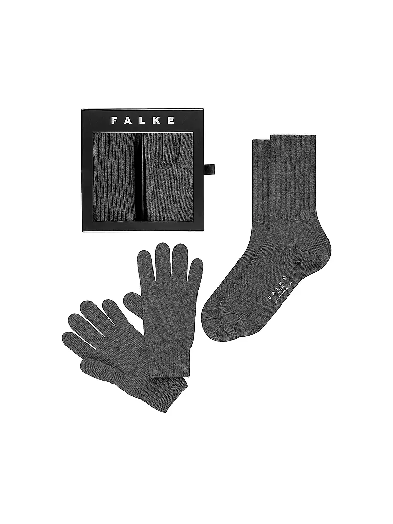 FALKE | Geschenkset Socken und Handschuhe X-MAS dark grey | grau