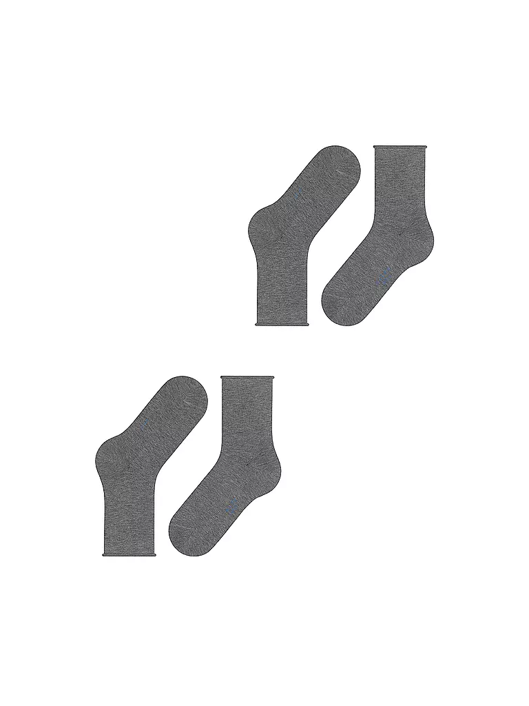 FALKE | Happy Socken 2er Pkg light grey mel. | blau
