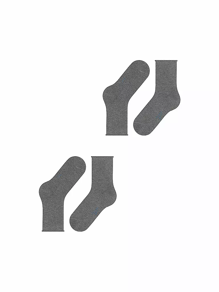 FALKE | Happy Socken 2er Pkg light grey mel. | blau