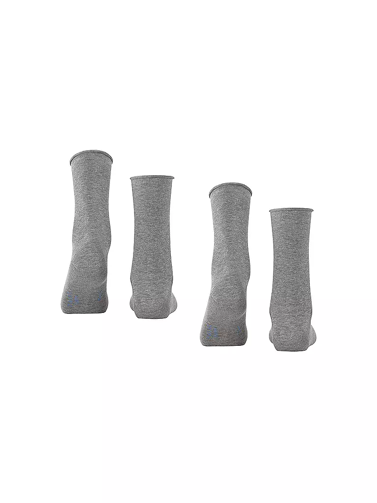 FALKE | Happy Socken 2er Pkg light grey mel. | blau