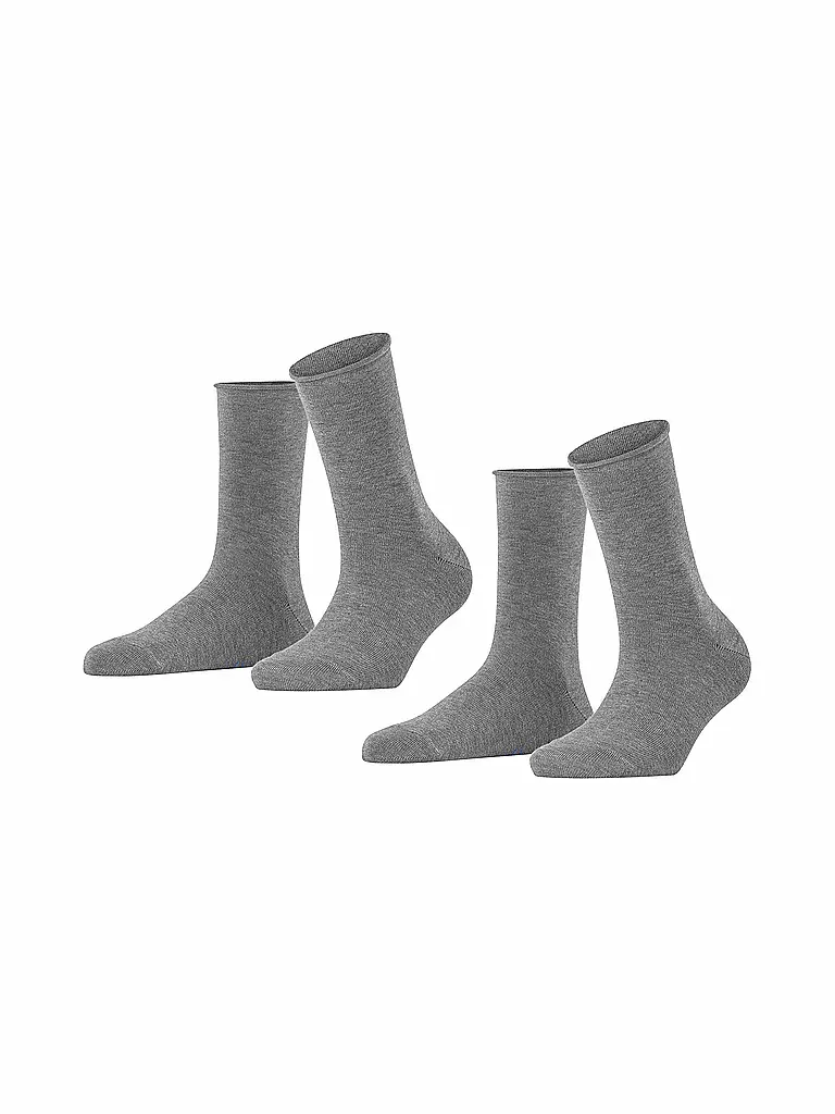 FALKE | Happy Socken 2er Pkg light grey mel. | blau