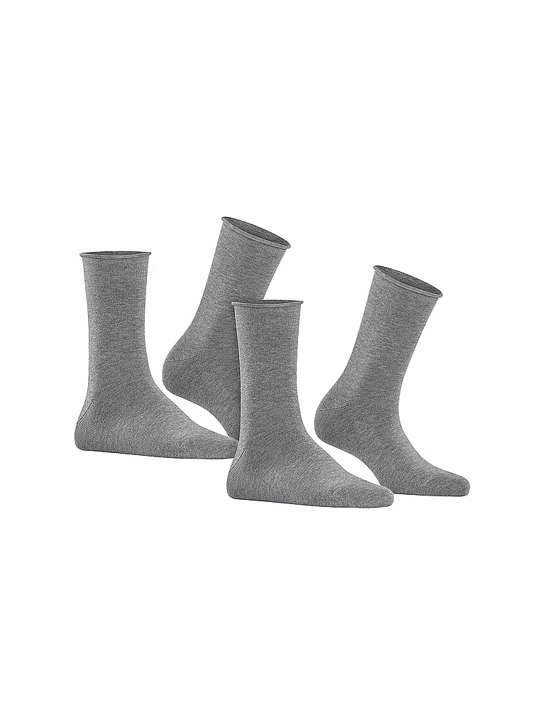 FALKE | Happy Socken 2er Pkg light grey mel. | blau