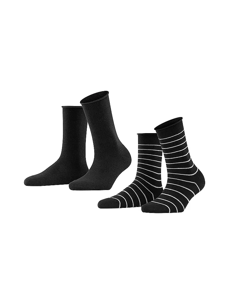 FALKE | Sneakersocken Happy Stripe 2er Pkg black | grau