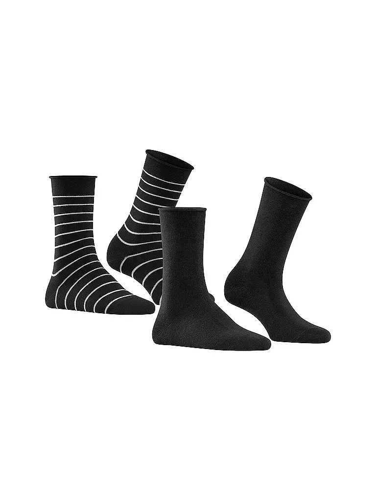 FALKE | Sneakersocken Happy Stripe 2er Pkg black | grau