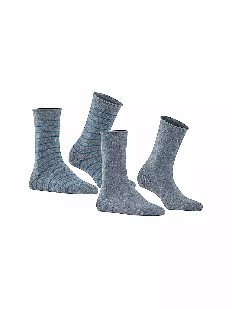 FALKE | Sneakersocken Happy Stripe 2er Pkg light greymel. | grau