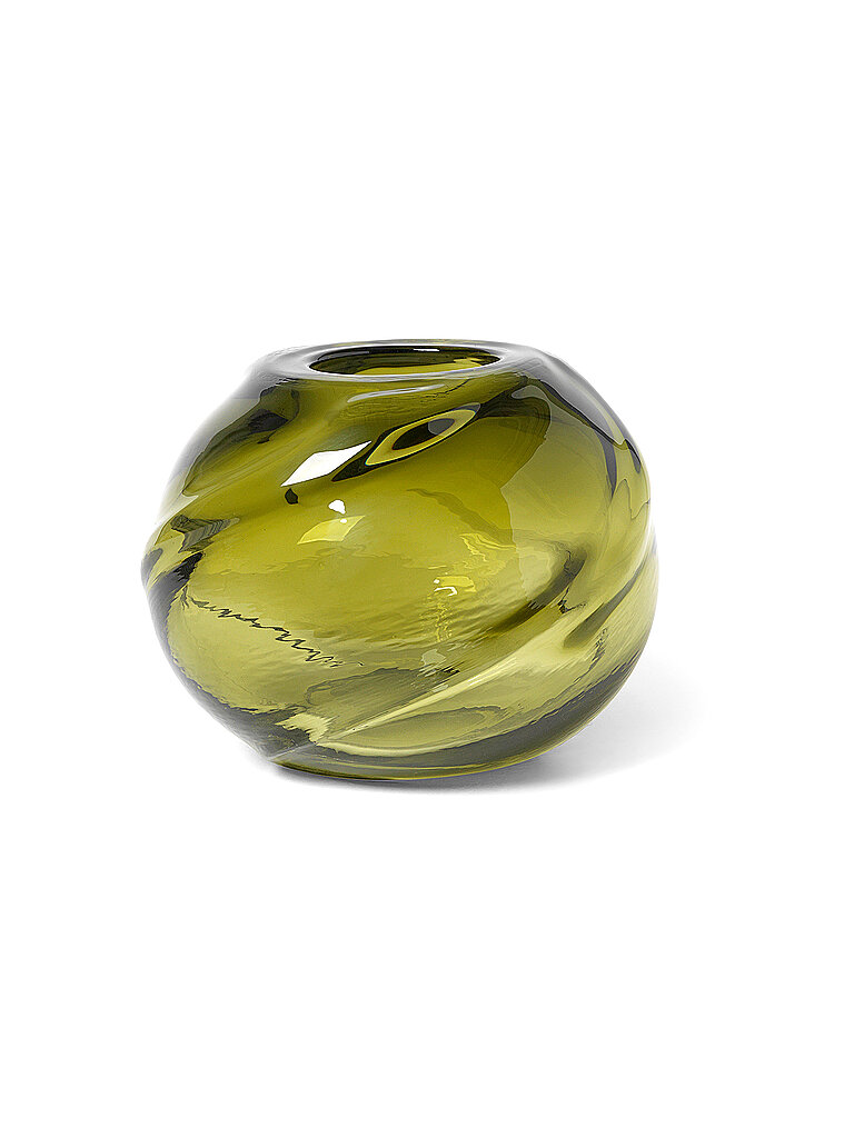 Vase WATER SWIRL ROUND Moss Green olive baby