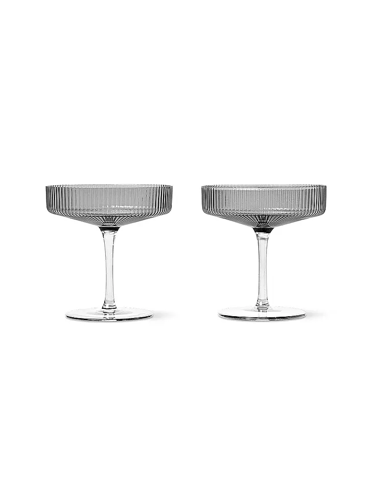 FERM LIVING | Champagnerschalen 2er Set RIPPLE Smoked  | grau