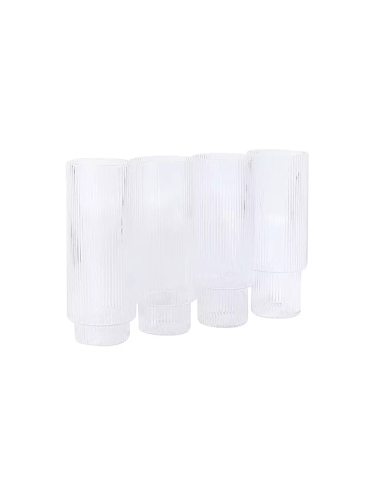 FERM LIVING | Longdrinkglas 4er Set RIPPLE | transparent