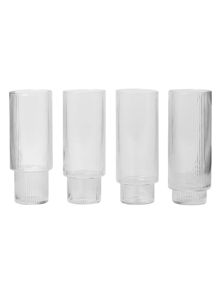 FERM LIVING | Ripple Long Drink Glass 4-er 0,3l | transparent