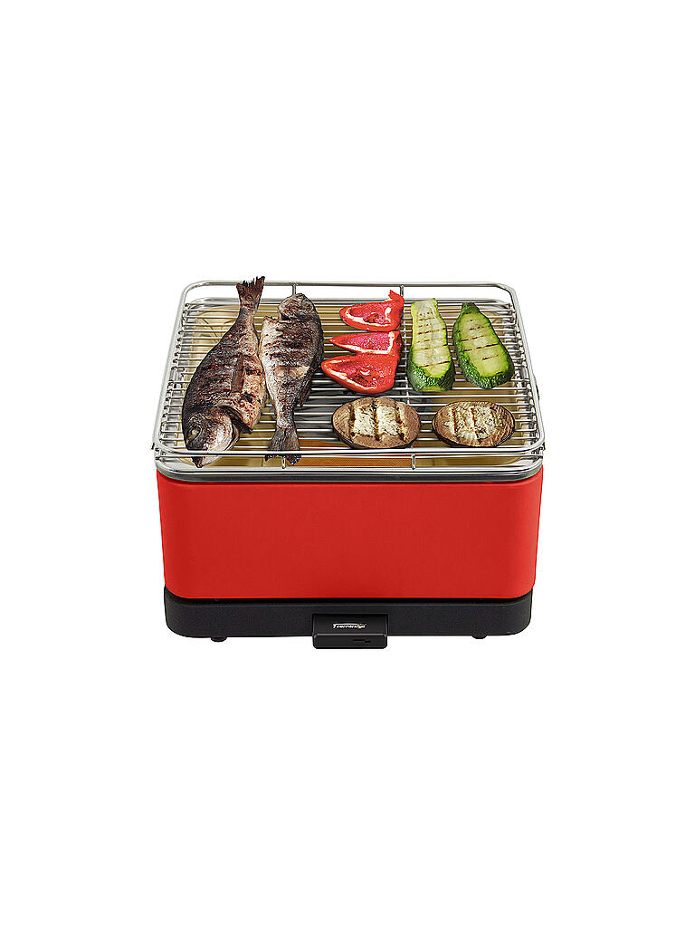 FEUERDESIGN | Holzkohle-Tischgrill Teide 34x34cm Rot | rot