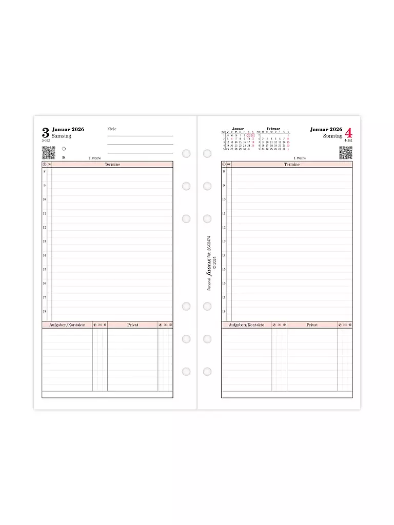 FILOFAX | Kalendereinlage Tag Professional Deutsch Personal 2026 | weiss