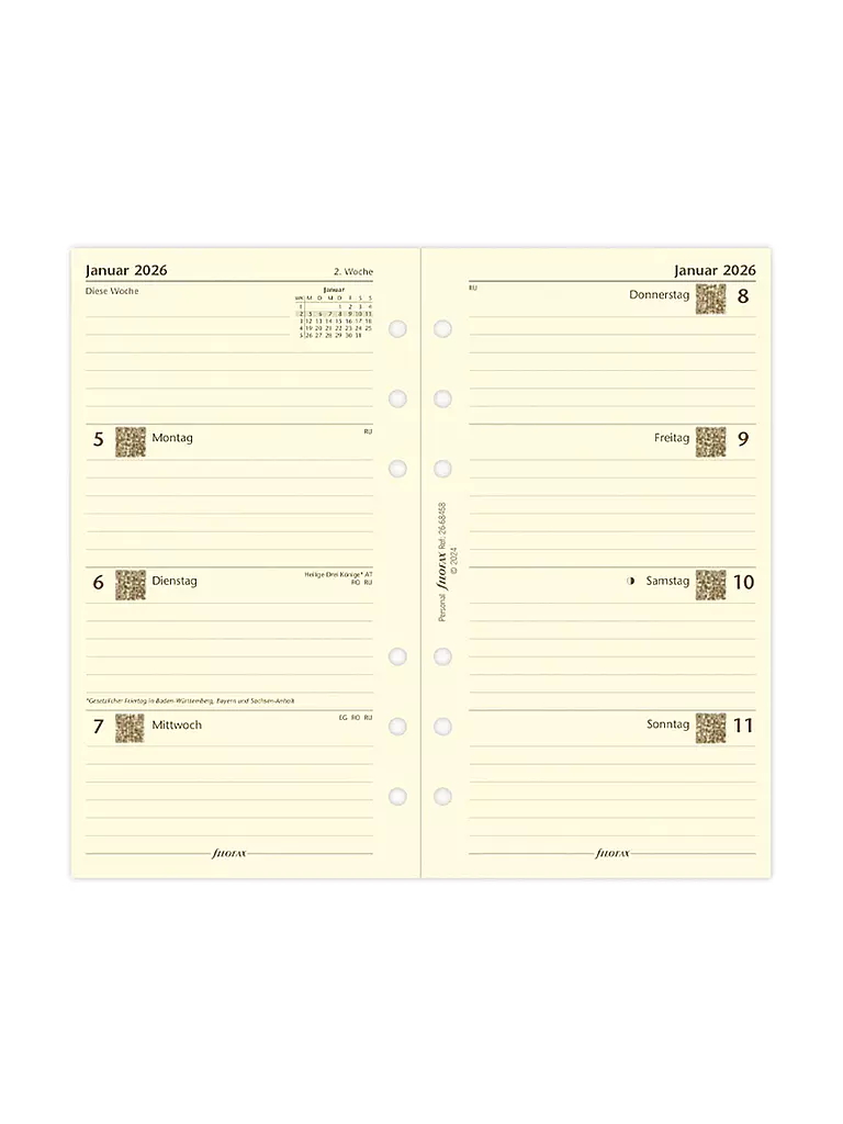 FILOFAX | Kalendereinlage Woche Deutsch Personal 2026 | weiss