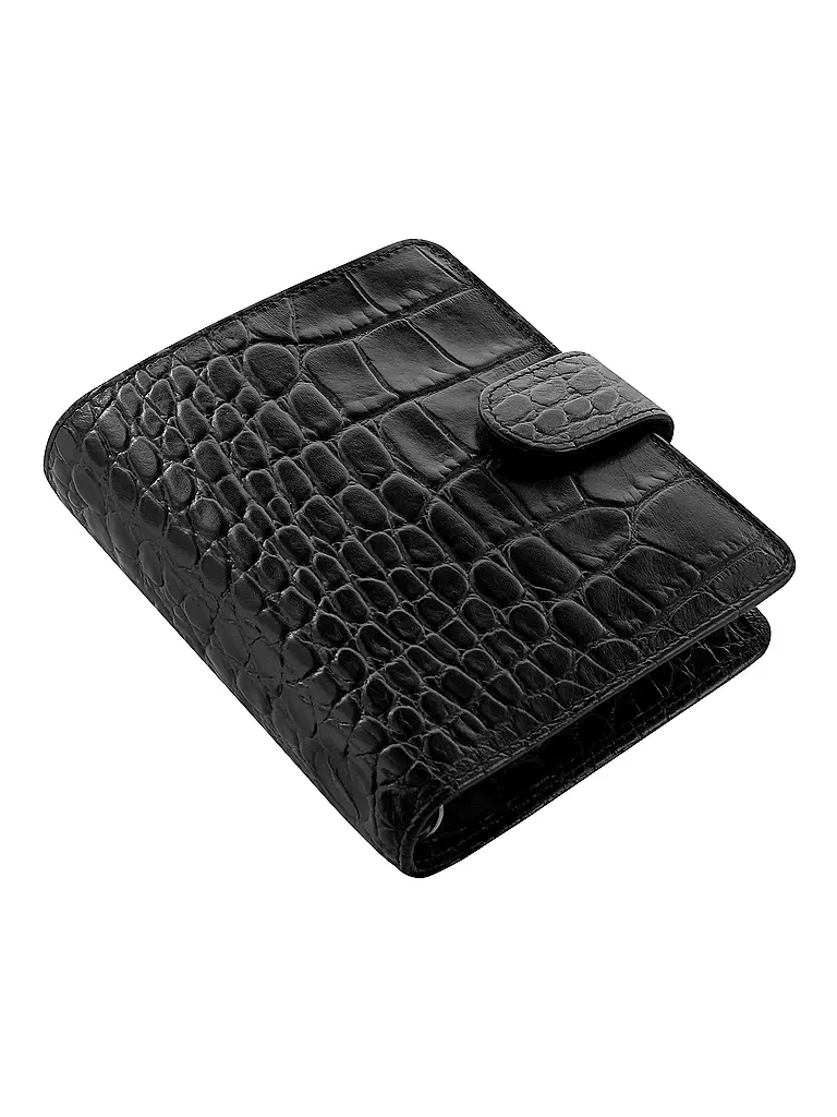 FILOFAX | Pocket Organiser Classic Croc Ebony | Schwarz