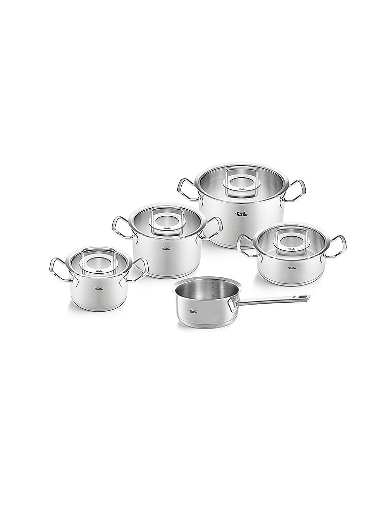 FISSLER Kochtopf Set 5-tlg. mit Glasdeckel ORIGINAL PROFI COLLECTION Edelstahl/Matt silber