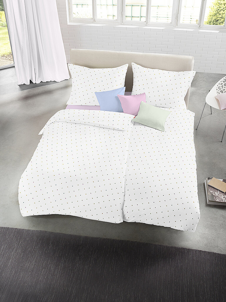 FLEURESSE Satin Bettwäsche Alt Wien 70x90cm/140x200cm Weiss/Blumen weiss