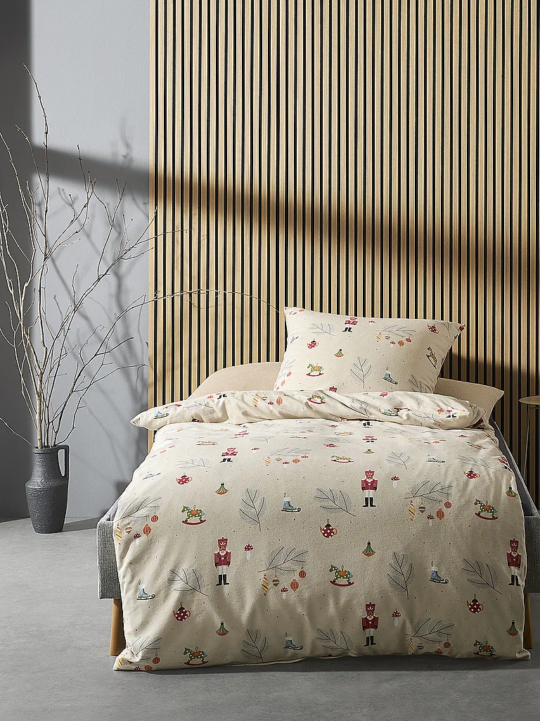 FLEURESSE Parure de lit en flanelle 70x90cm/140x200cm ASPEN Sable beige