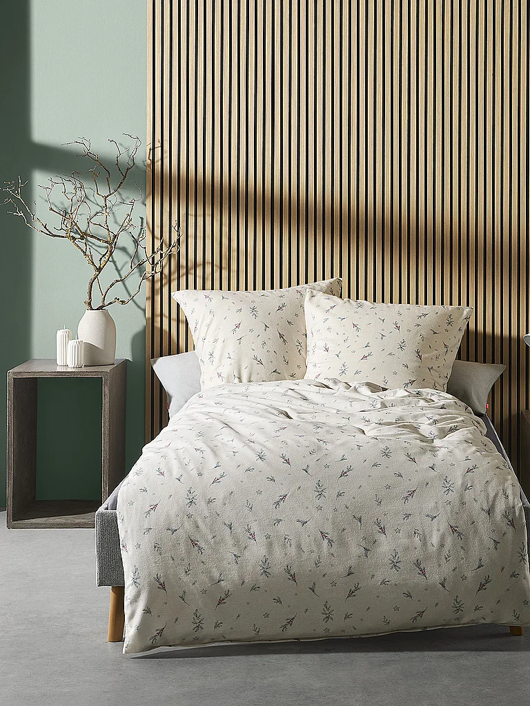 FLEURESSE Parure de lit en flanelle 70x90cm/140x200cm ASPEN Snow White crème