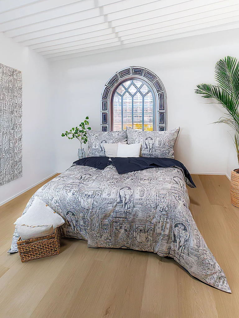 FLEURESSE Parure de lit en satin 70x90cm/140x200cm BED ART Indigo bleu marine