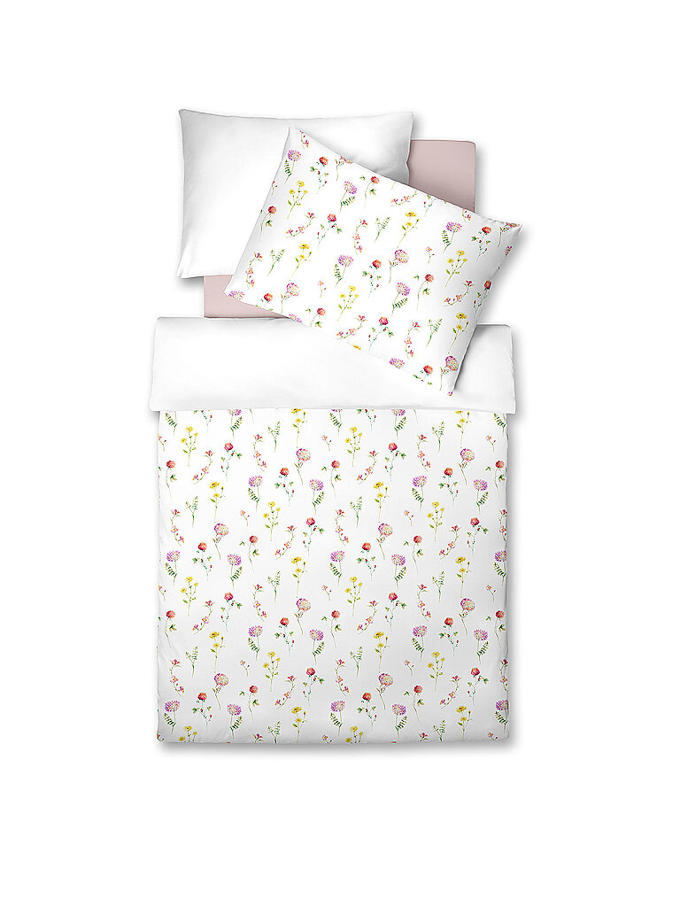 FLEURESSE Tencel Bettwäsche LUXURY 70x90cm / 140x200cm Wildflower Joy weiss