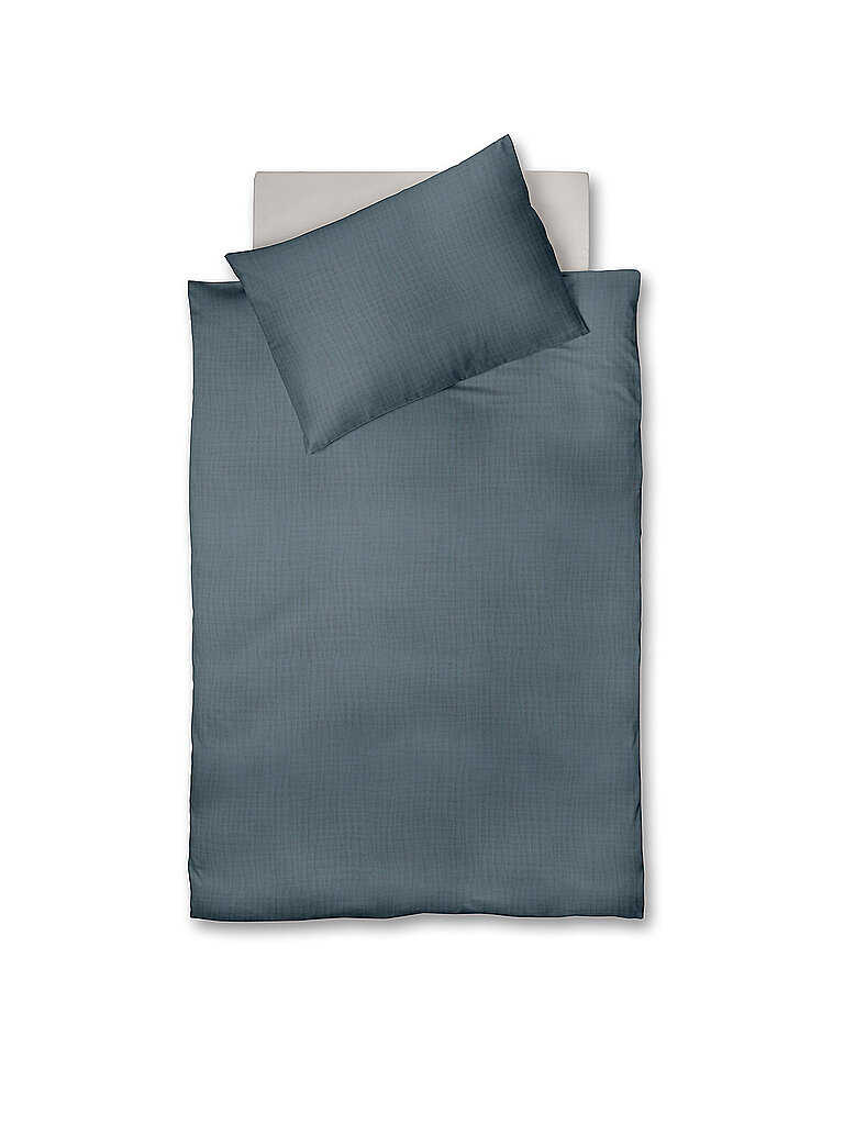 FLEURESSE Musselin Bettwäsche CAPRI 70x90cm/140x200cm Aqua dunkelblau